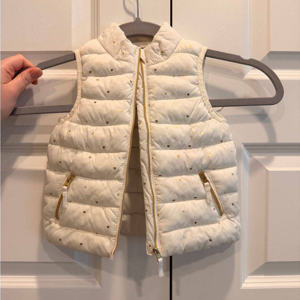Gymboree Cream Puffer Vest with Gold Accents